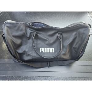 Vintage Puma Retro Faux Leather Gym Handbag Duffle Bag Handle Zip 22x10 Large